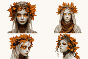 Surreal Art Autumn Girls Clipart, a Person Illustration by BusyDaydesign (Thumbnail 6 of 9)