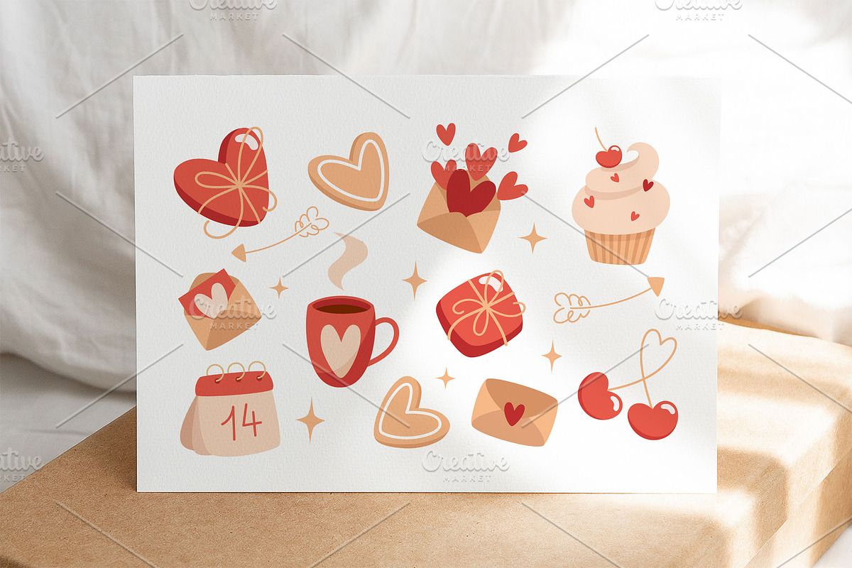 Set of elements for Valentine's Day, an Object Illustration by YuskinKot (Photo 2 of 3)