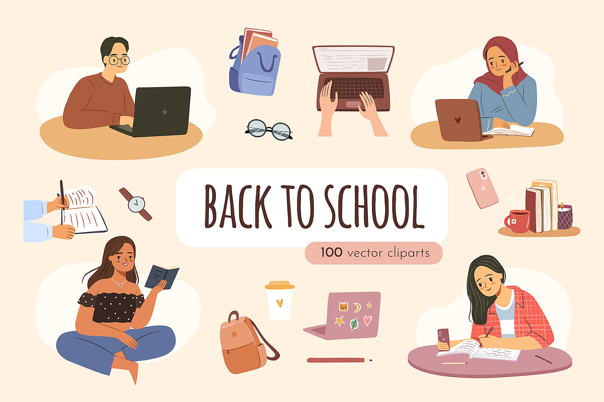 Back to school vector clipart, a Graphic by Heartwarming Art (Photo 1 of 13)