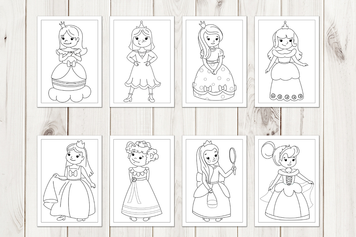 Princess coloring pages, a Graphic by Elena Nesterova (Photo 2 of 2)
