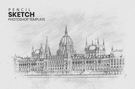 Pencil Sketch Art Photoshop Mockup, an Action Add-On by INTENTFX