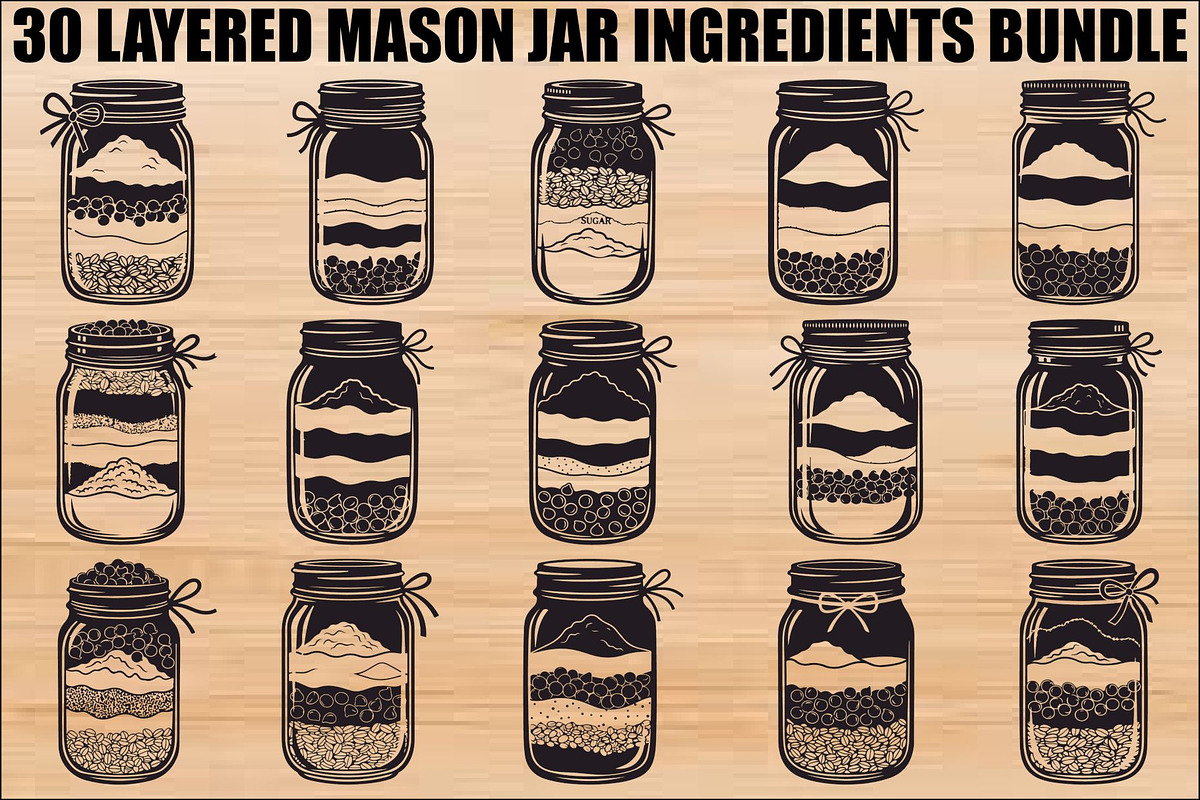 Layered Mason Jar Ingredients Bundle, an Illustration by yasushie (Photo 1 of 31)