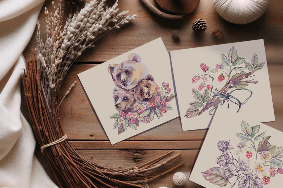 Raspberry romance. Watercolor set, an Animal Illustration by Shabbypie (Photo 6 of 15)