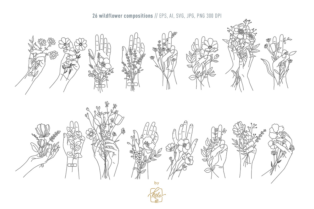 WILDFLOWER LINE ART, an Object Illustration by Kate Art (Photo 9 of 22)