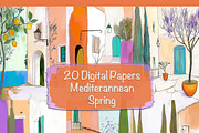 Mediterranean Spring Digital Papers, an Object Illustration by Fusion Dream (Thumbnail 1 of 9)