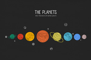 Planets bundle, seamless patterns, an Object Illustration by Good Studio