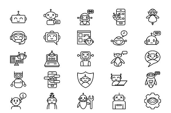 Chatbot Line Icons Collection preview 2