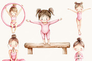 Watercolor Cute Gymnastic Clipart, a Person Illustration by SparkyDesignsUS (Thumbnail 6 of 9)