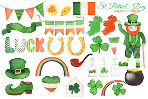 St. Patricks Day Watercolor Clipart