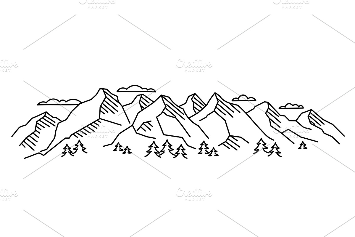 Mountain range. Line landscape, an Illustration by Ilia Design