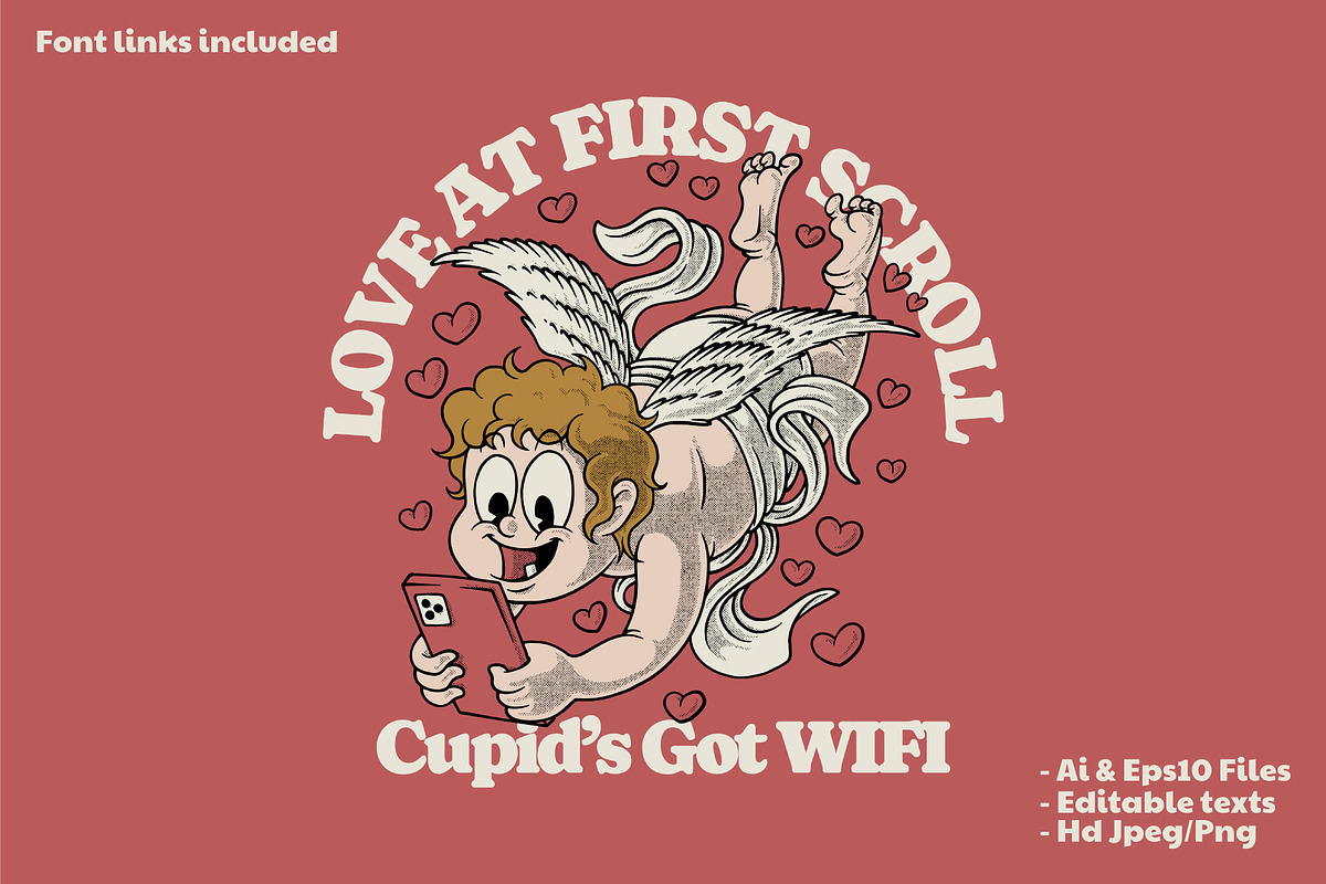 retro cute angel holding smartphone, a Branding & Logo Template by Judsart (Photo 1 of 3)