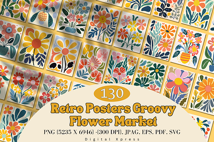 Retro Posters Groovy Flower Market