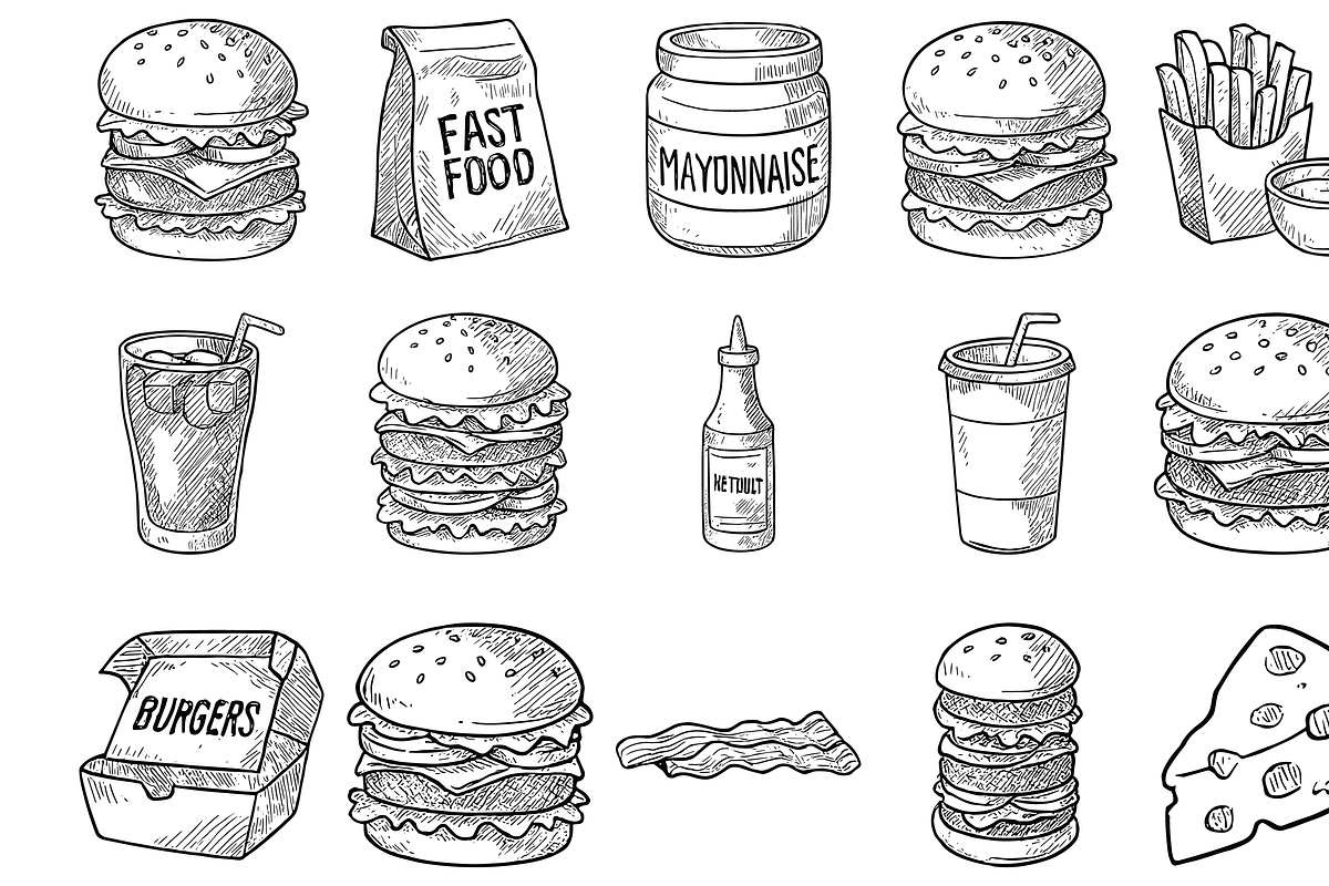 Fast Food Icons, an Object Graphic by nikagraphic (Photo 2 of 3)