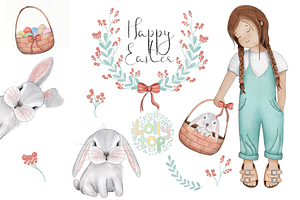 Happy Easter - Cliparts, an Illustration by Lolytop Studio