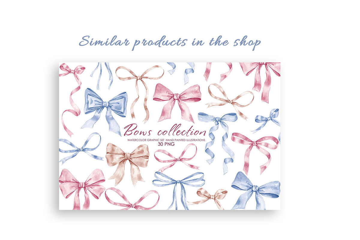 Watercolor ribbon bows clipart., an Object Graphic by AquarelleSpace (Photo 5 of 5)