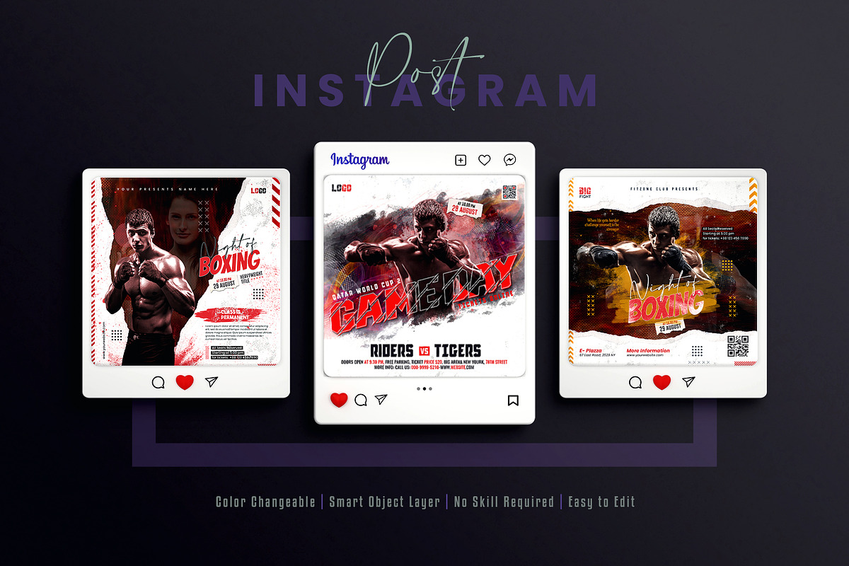 Boxing Social Media Post Template, a Social Media Template by Creative_View (Photo 5 of 8)