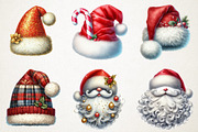 Santa Hat & Beards Clipart Pack, an Illustration by RobertsArt (Thumbnail 3 of 7)