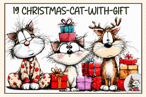 Christmas Cat With Gift, an Illustration by cherrydesign