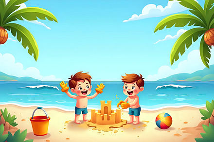 Illustrate a playful flat cartoon ve, a Photo by LOGOCREATIVE
