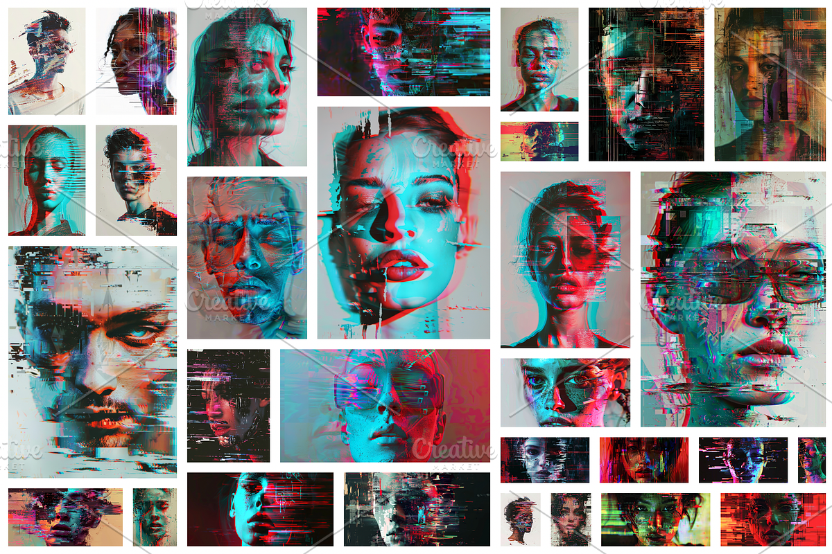 90 Glitch faces, a Person Illustration by Handmadefont (Photo 2 of 94)