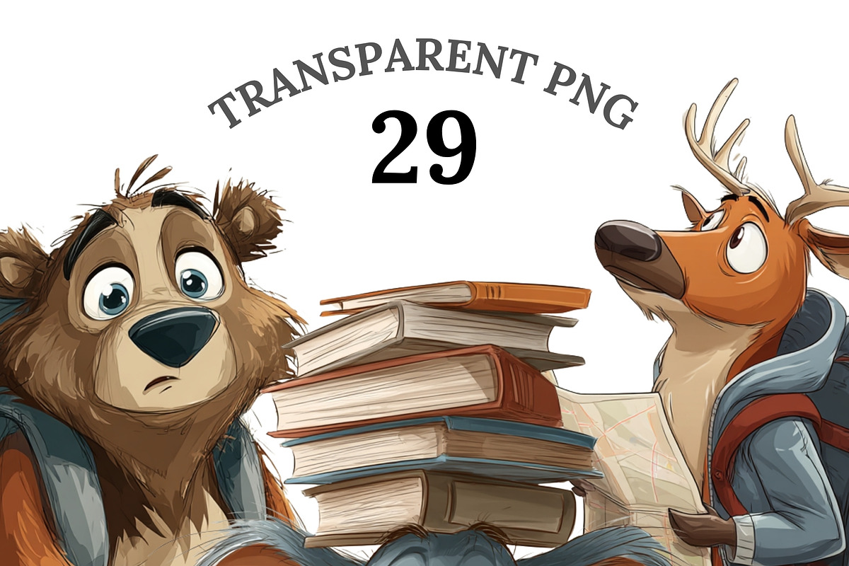 School Animal Clipart Set, an Animal Illustration by Pati Charm Studio (Photo 1 of 7)