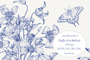 Vintage Seamless Patterns Toile Blue, a Pattern Graphic by ON_lineart_store (Thumbnail 3 of 10)