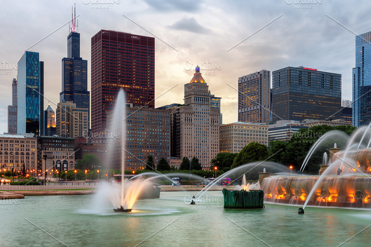 Chicago skyline at sunset containing chicago, skyline, and cityscape, an Architecture Photo by Lucky Photographer (Photo 1 of 2)