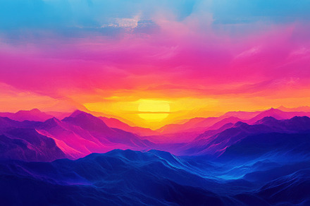 Vibrant sunset with neon colors illu, a Photo by Iftikhar Alam