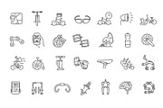 Cycling equipment icons set, an Outline Icon by Tettygreen (Thumbnail 2 of 2)