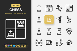 Chess Icons, an Outline Icon by Spacepixel Creative