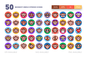 50 Monkey Emoji Stroke Icons, an Emoji Icon by Dighital (Thumbnail 2 of 10)
