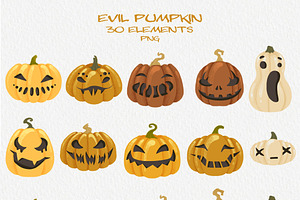 Evil Pumpkin Halloween Clipart