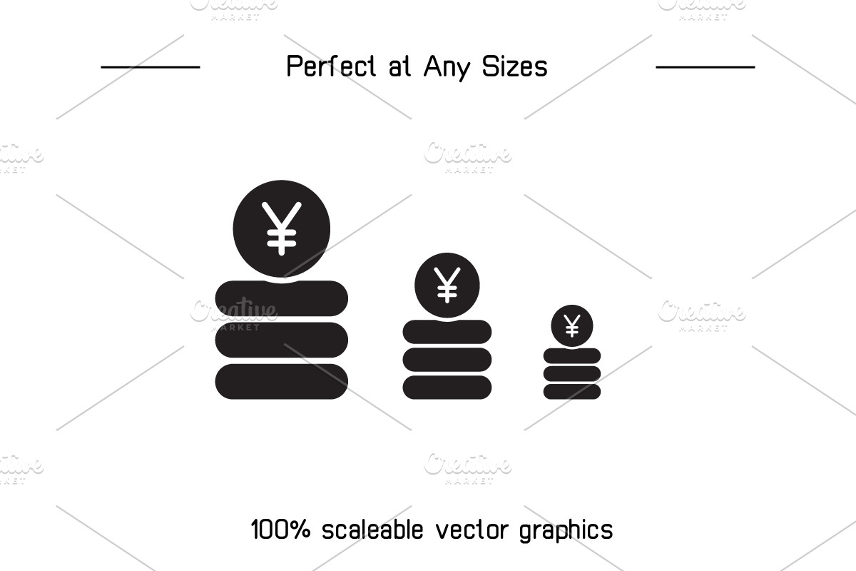 Yuan Banknote, Coin & Price Tag Icon, a Finance Illustration by Designfour (Photo 7 of 7)