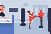 Girls boxing training. Professional, a Sport Illustration by YummyBuum (Thumbnail 2 of 3)