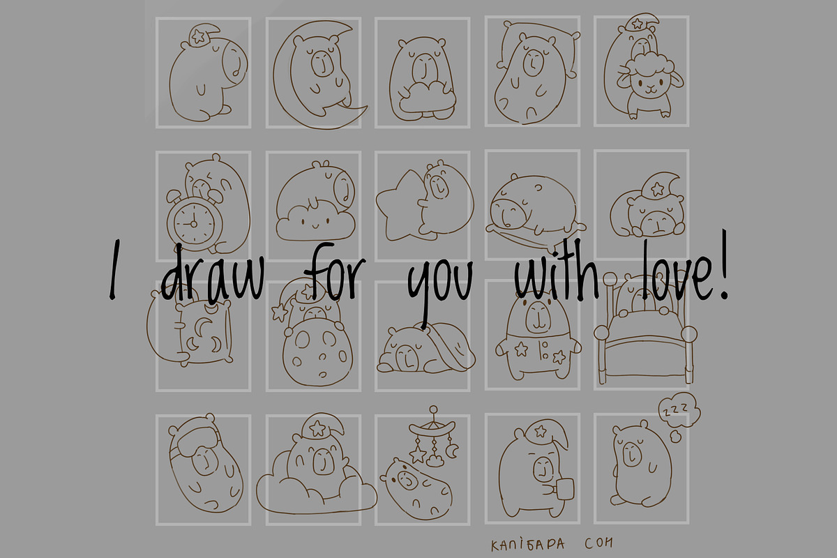 Capybara Sleep Clipart Set, an Animal Illustration by Palau (Photo 7 of 10)
