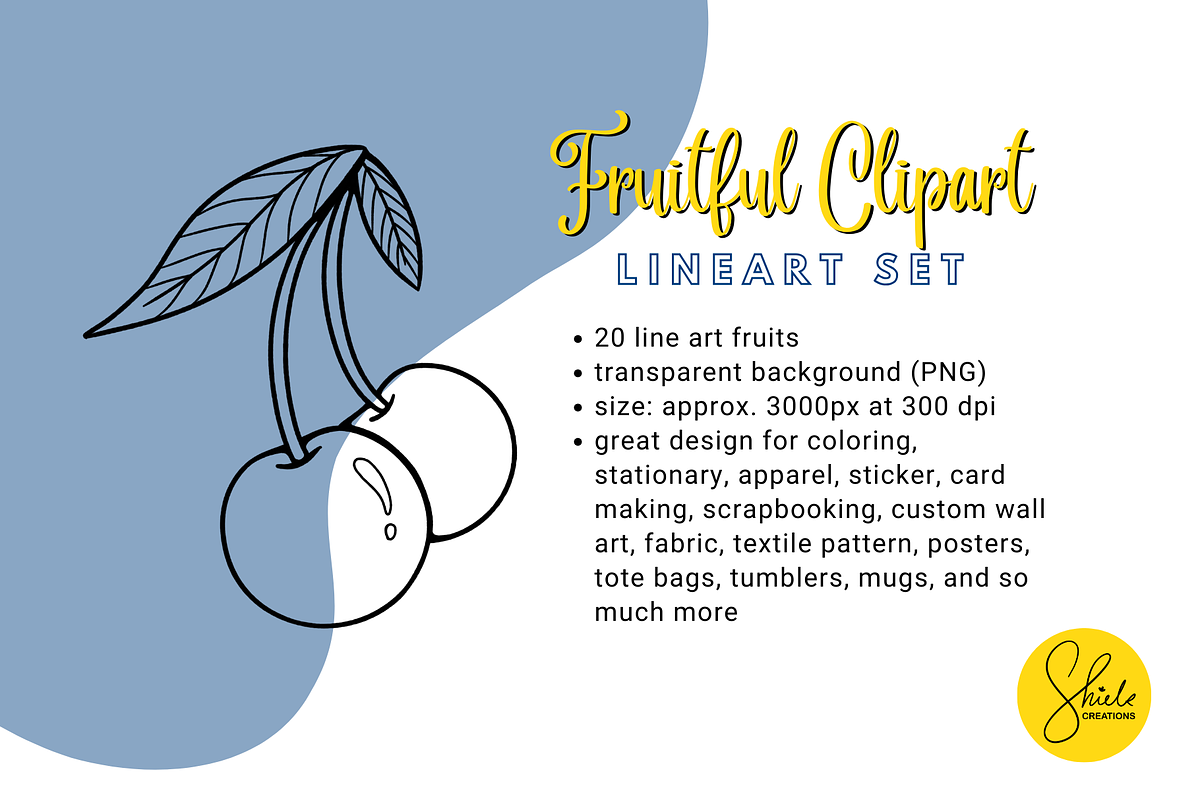 Fruitful Clipart - Lineart Set, a Food Illustration by shielscreations (Photo 4 of 4)