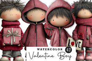Quirky Valentine Boy Clipart, an Illustration by CreationArt