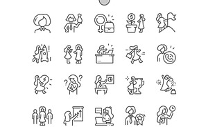 Business Woman Line Icons