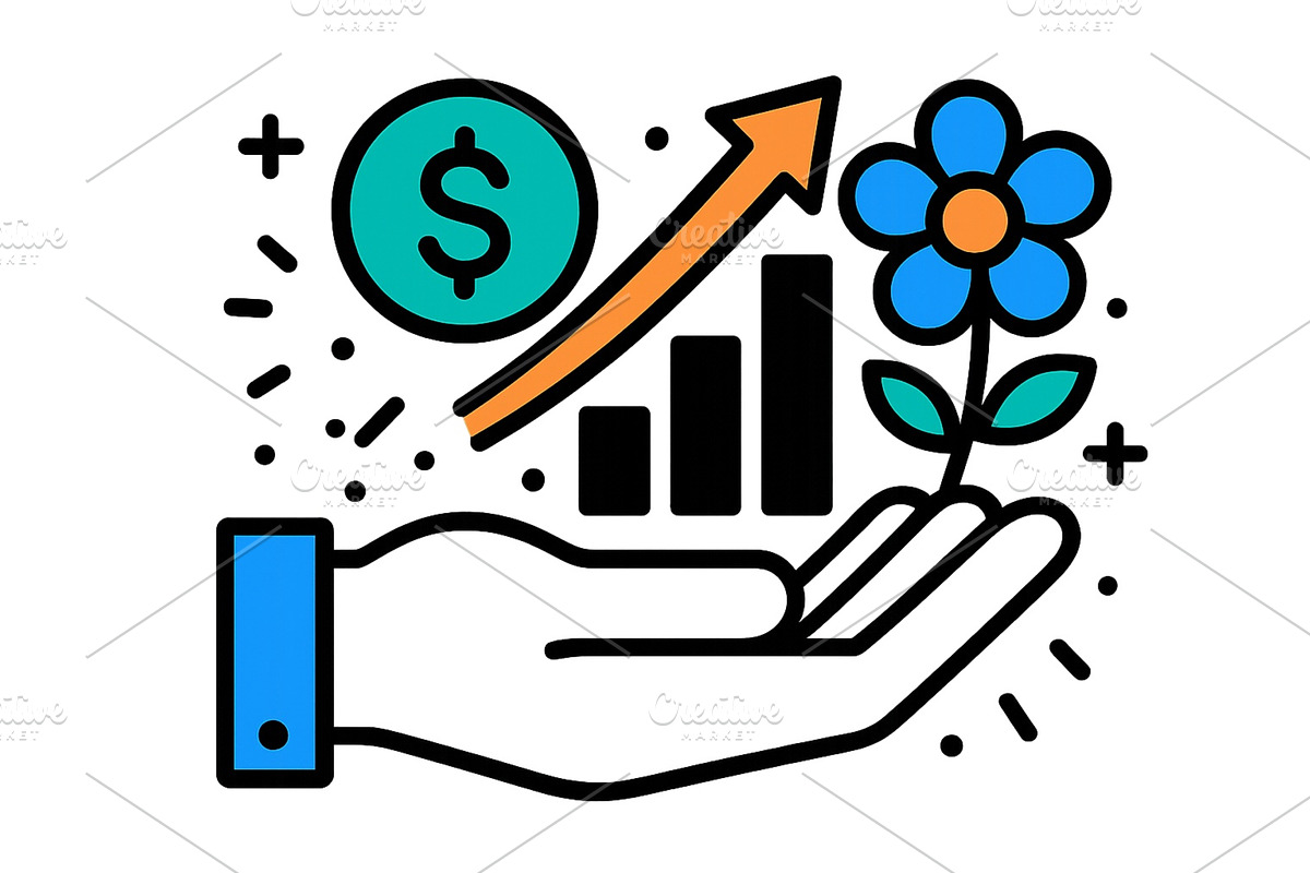 Vector illustration of hand holding, a Finance Illustration by ZinetroN