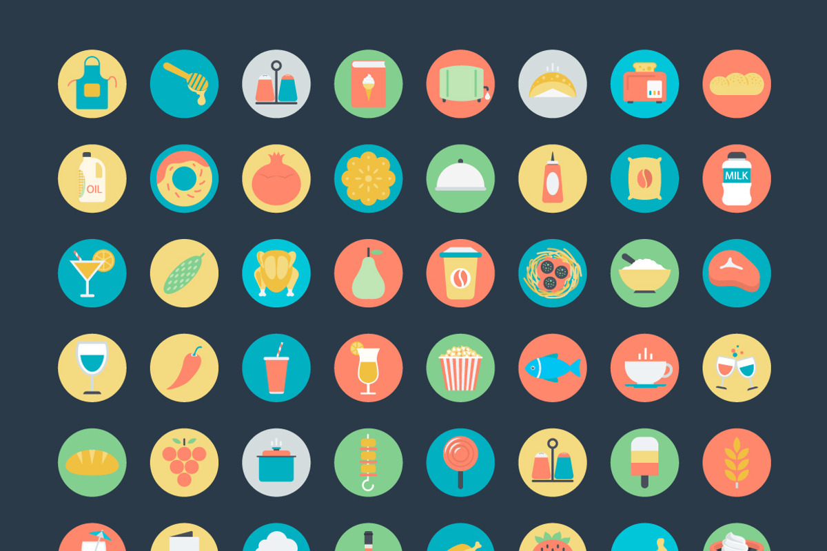 200 Flat Food Vector Icons, a Duotone Icon by Vectors Market (Photo 5 of 5)