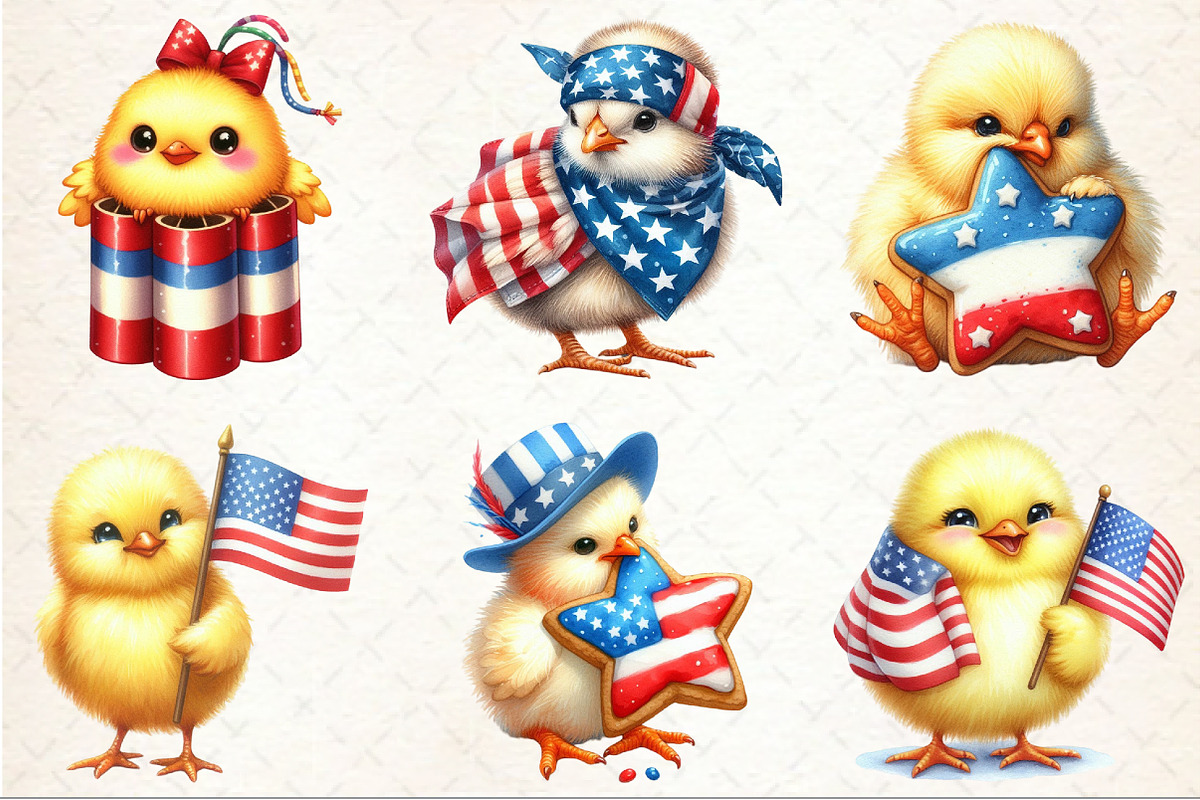 4th of July Chick Sublimation Clipar, a Seasonal Illustration by Rose Art (Photo 3 of 4)
