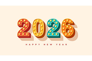 2026 retro New year logo, an Object Illustration by kotoffei