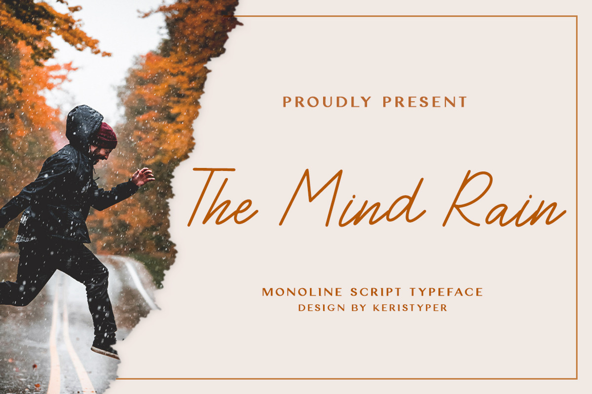 The Mind Rain, a Script Font by kerismaker (Photo 1 of 10)