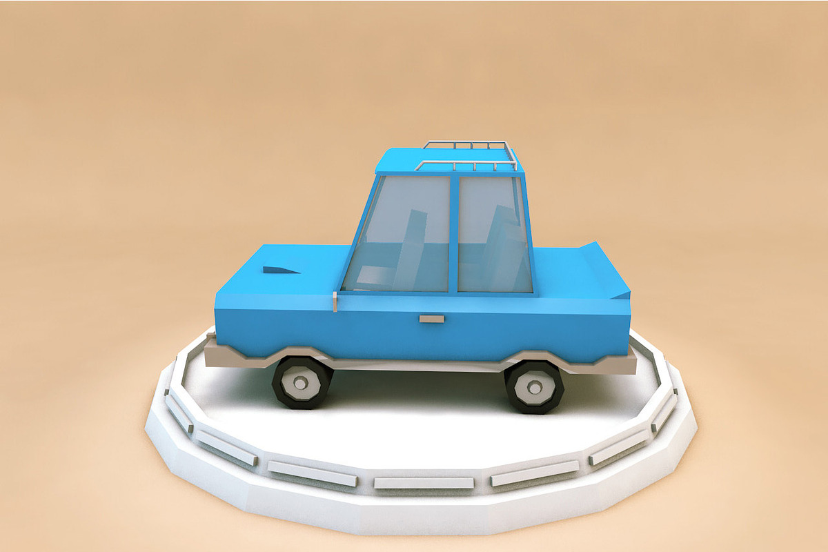 Cartoon Family Car Low Poly 3D Model, a Cars & Vehicle 3D Model by Low Poly Lab (Photo 2 of 5)