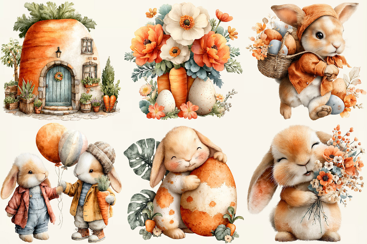 Cute Easter Clipart, an Illustration by DreamCafeArt (Photo 3 of 6)