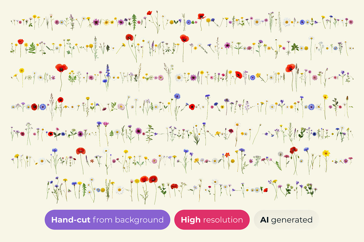 Meadow Flowers & Plants PNG Pack, an Object Graphic by Tomasz Ostrowski Design (Photo 3 of 3)