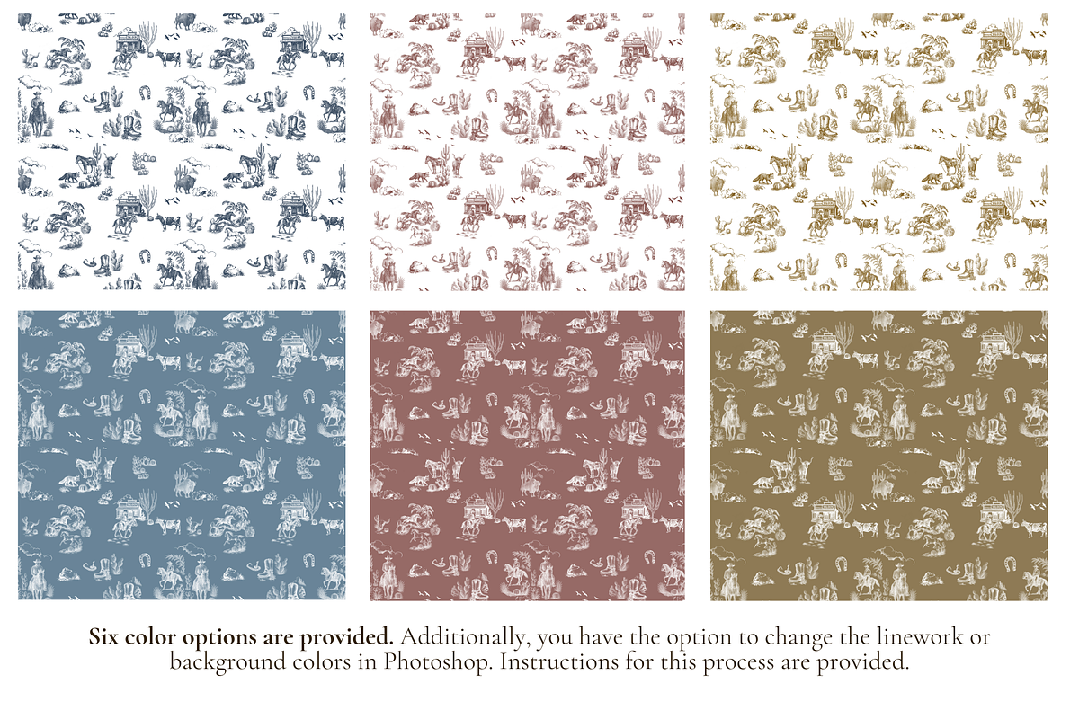 Rustic Ranch Toile de Jouy Pattern, a Background Graphic by Hughes Studio (Photo 2 of 8)