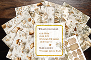 Neutral Mushroom Botanical Scrapbook, a Background Graphic by V Design Creator (Thumbnail 7 of 11)