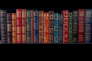 Leather Bound Books Gold Embossed, an Arts & Entertainment Photo by PageLightStudios
