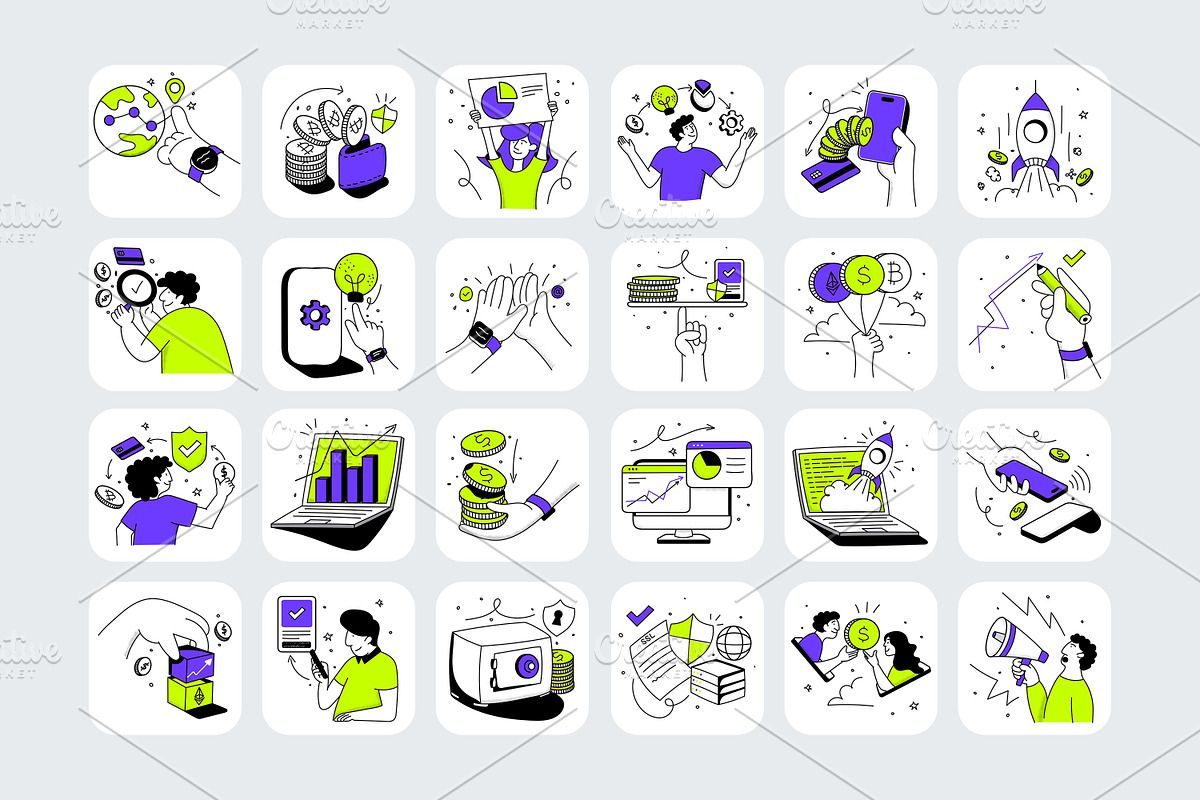 Trendy Fintech Wobbly Illustration, a Finance Illustration by Creative Graphics (Photo 7 of 7)